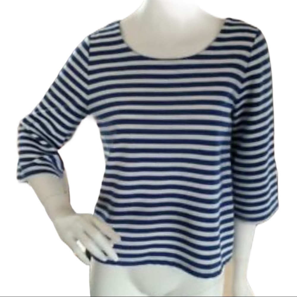 Anthro Postmark Genoa Stripe Zipper Back Top XS - Picture 8 of 12